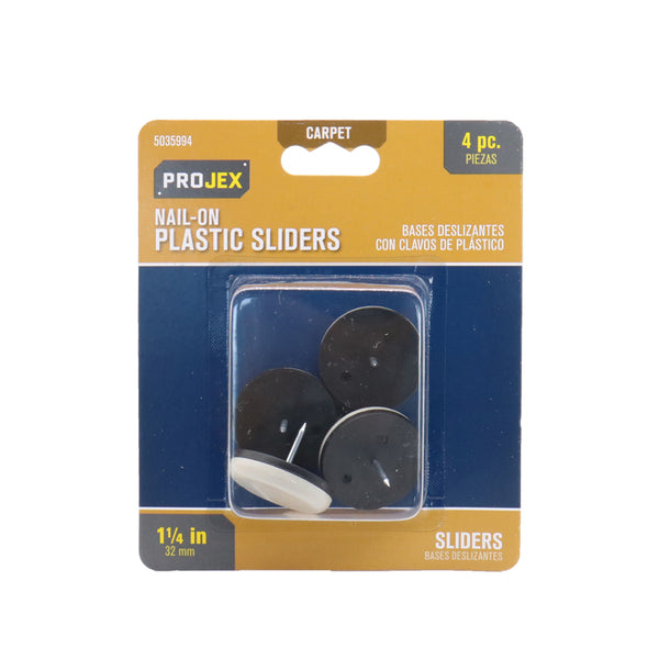 Deslizadores de plástico para clavar Projex de 1-1/4 pulg. en color blanco, paquete de 4