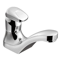Chrome one-handle metering lavatory faucet