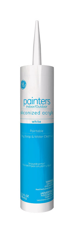 GE Painters White Siliconized Acrylic Caulk 10.1 oz. (Pack of 12)