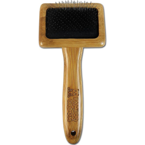 Bamboo Groom Slicker Pet Brush Small with Stainless Steel Pins