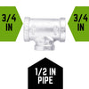 B & K 3/4 in. FPT  x 3/4 in. Dia. FPT Galvanized Malleable Iron Tee