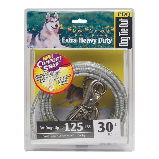 PDQ Silver Tie-Out Vinyl Coated Cable Dog Tie Out X-Large