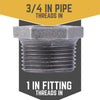 BK Products 1 in. MPT x 3/4 in. Dia. FPT Black Malleable Iron Hex Bushing (Pack of 5)