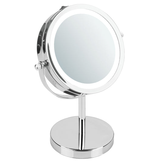 InterDesign 80330 9.84" Chrome Lighted Free Standing Vanity Makeup Mirror