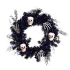 Celebrations Orange/Purple 50 ct 24 in. LED Prelit Black Skull Wreath (Pack of 4)
