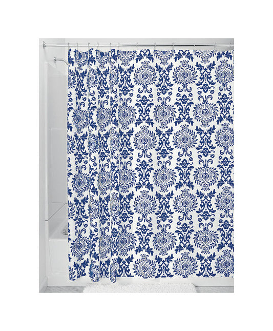 InterDesign 72 in. H x 72 in. W Navy Damask Shower Curtain Polyester (Pack of 2)