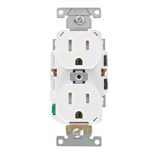 Tomacorriente blanco Leviton Lever Edge, 15 amperios, 125 V, 5-15R, paquete de 1