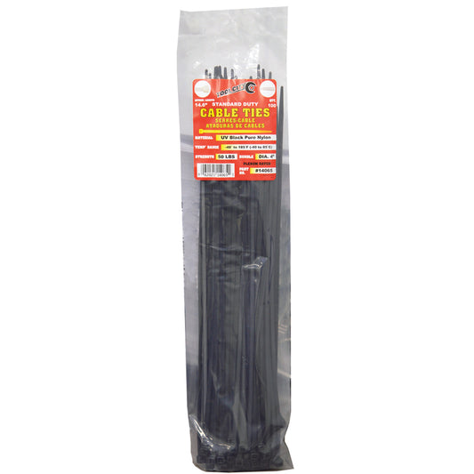 Tool City  14.6 in. L Black  Cable Tie  100 pk