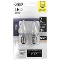 Feit C7 E12 Long Lasting & Energy Efficient White LED Bulb 7W Equivalent, 2 Pack