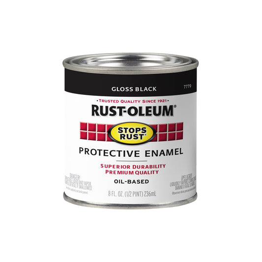 Rust-Oleum Stops Rust Gloss Black Protective Enamel Indoor and Outdoor 485 g/L 0.5 pt.