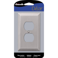 Amerelle Century Brushed Nickel Gray 1 gang Stamped Steel Duplex Outlet Wall Plate 1 pk