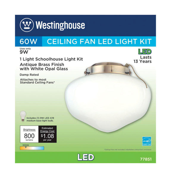 Kit de iluminación para ventilador de techo de estilo escolar en latón antiguo de Westinghouse