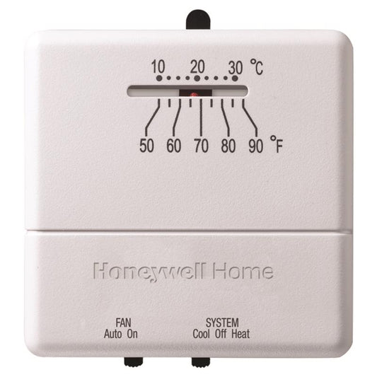 Honeywell White Square Heating & Cooling Lever Thermostat 2.5 L x 7.93 H x 6.37 W in.