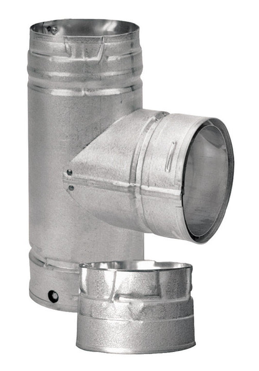DuraVent PelletVent 3 in. x 3 in. x 3 in. Galvanized Steel Tee with Clean-Out Cap (Pack of 2)