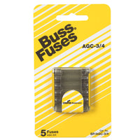Bussmann 0.75 amps Fast Acting Glass Fuse 5 pk