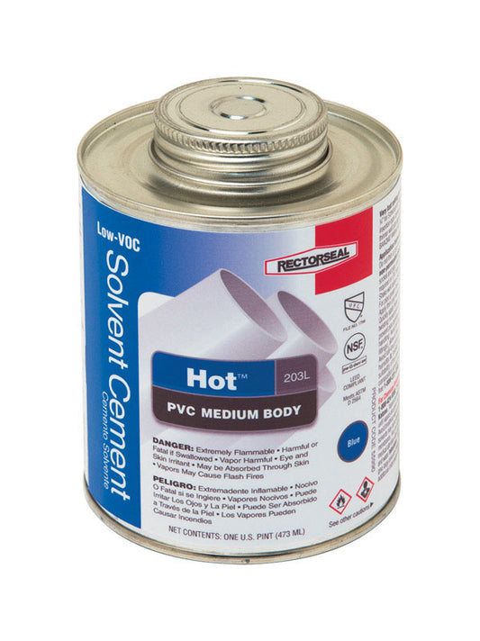 Rectorseal Hot Blue Solvent Cement For PVC 16 oz