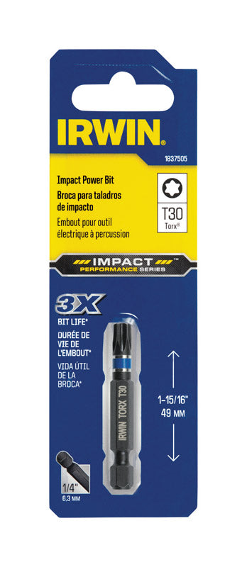 Irwin Impact Performance Series Torx T30 X 1-15/16 in. L Power Bit S2 Tool Steel 1 pk