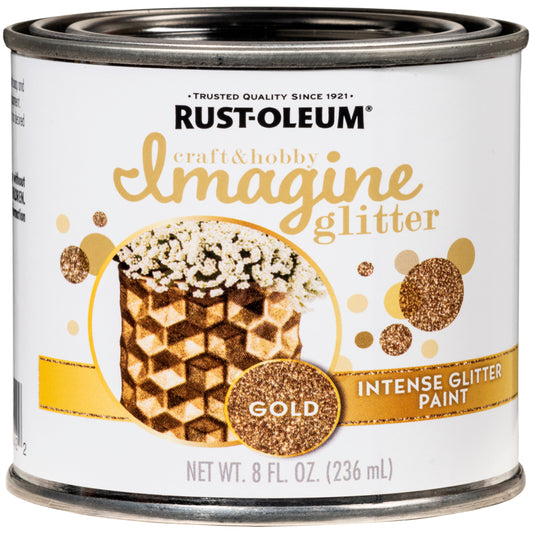 Rust-Oleum Imagine Glitter Gold Water-Based Glitter Paint Interior 50 g/L 8 oz (Pack of 4)