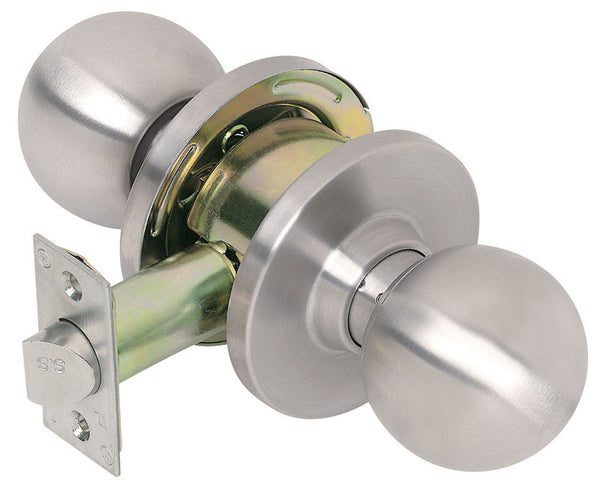 Juego de perilla de bola para cerradura de paso comercial cilíndrica en forma de T de acero inoxidable satinado de 2-3/8 pulg.