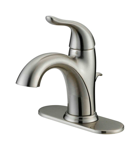 Oak Brook Brushed Nickel 1-Handle Deck 1.2 GPM Mid Arc Bathroom Sink Faucet 4 in.