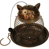 Cat Perching Metal Bird Feeder