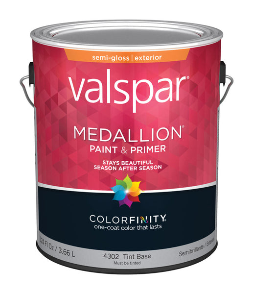 Pintura y base semibrillantes en blanco Medallion de Valspar para exteriores, 1 galón (paquete de 4)