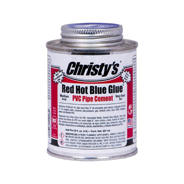 Cemento azul para PVC Christy's Red Hot Blue Glue de 8 oz