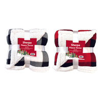 J & M Home Fashions Buffalo Check Throw Sherpa Fleece 4 pc (Pack of 4)