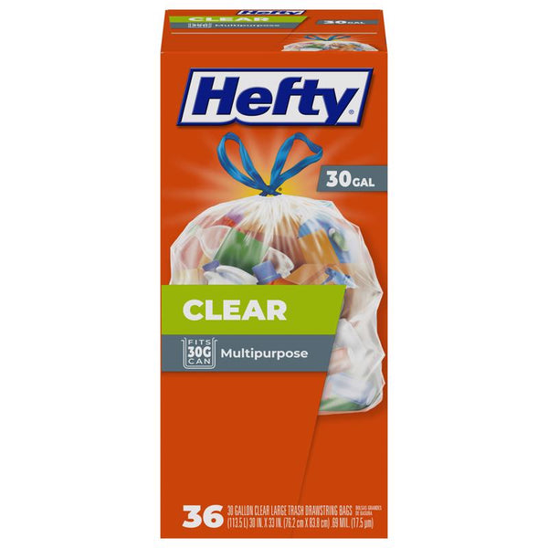 Bolsas de basura Hefty de 30 gal, sin aroma, con cordón, 36 unidades (paquete de 6)