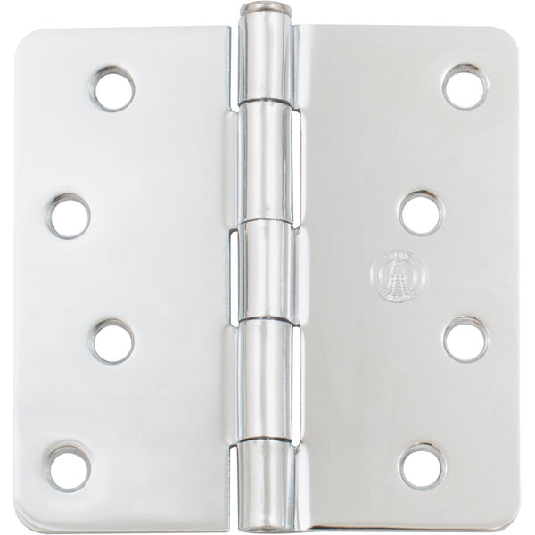 Standard Hinge, 4 Inches, 1/4" Radius Corner, Bulk Pack (100 Each), Polished Chrome by Stone Harbor Hardware