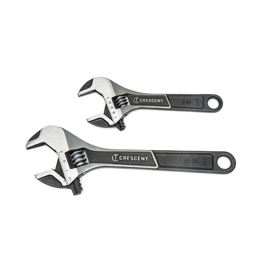 Crescent Metric and SAE Wide Jaw Adjustable Wrench Set Assorted in. L 2 pc