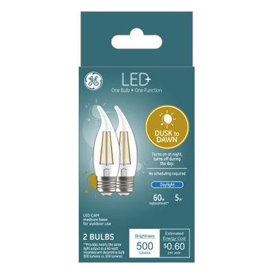 GE Lighting LED+ CAM E26 (Medium) LED Dusk to Dawn Bulb Daylight 60 Watt Equivalence 2 pk