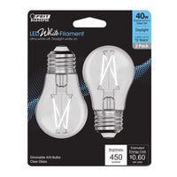 Feit White Filament A15 E26 (Medium) Filament LED Bulb Daylight 40 Watt Equivalence 2 pk - Open Box