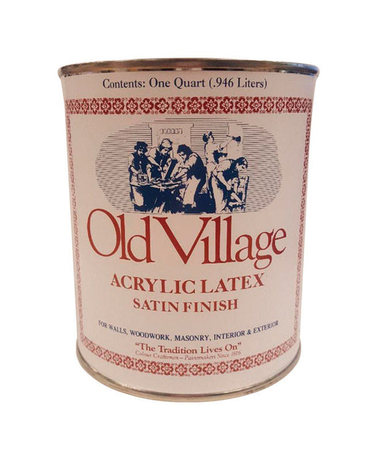 Old Village Satin Colonial White Water-Based Paint Exterior and Interior 1 qt (Pack of 4).