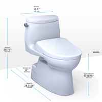 TOTO® WASHLET®+ Carlyle® II One-Piece Elongated 1.28 GPF Toilet with Auto Flush WASHLET®+ S7 Contemporary Bidet Seat, Cotton White - MW6144726CEFGA#01