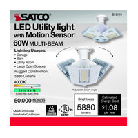 Satco Wide Surface E26 (Medium) Smart-Enabled LED Motion Sensor Utility Light Cool White 60 Watt Equ