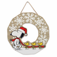 Open Road Brands Peanuts Snoopy and Woodstock Snowflake Wreath Christmas Hanging Wall Decor MDF Wood (Pack of 4)