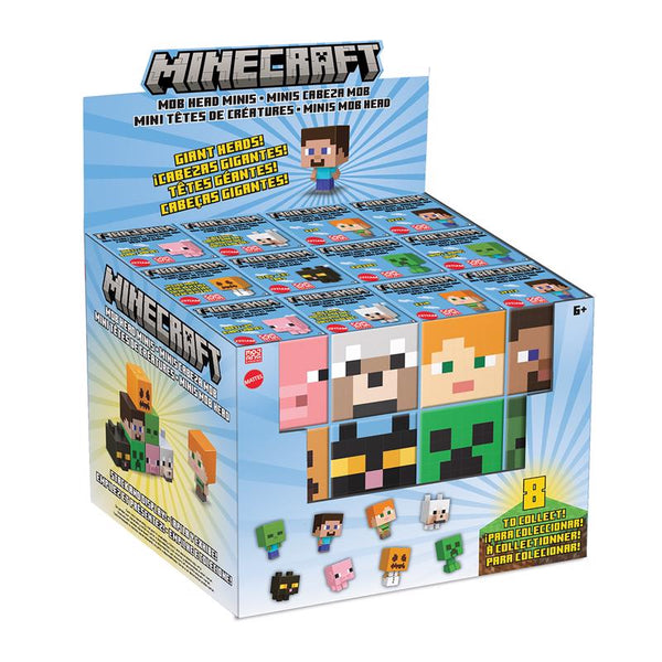 Figura de acción Mob Head Minis de Minecraft, paquete multicolor de 36 piezas, diseño pixelado con partes móviles para jugar y exhibir