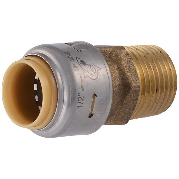 Conector de latón SharkBite Push to Connect de 1/2 pulg. MPT x 1/2 pulg. D MPT