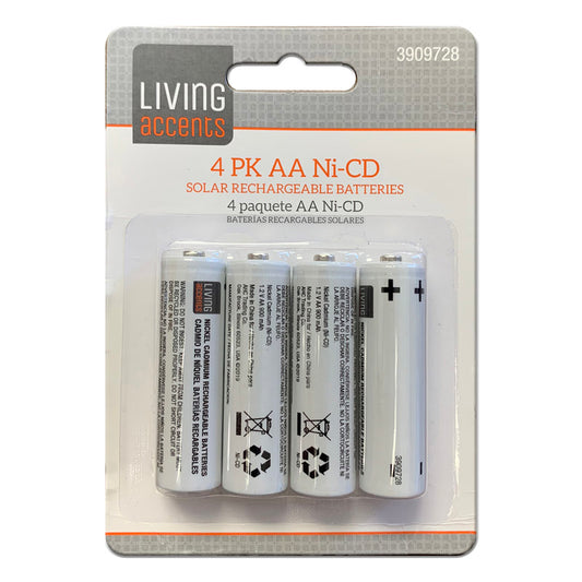 Living Accents  Ni-Cad  AA  1.2 volt Solar Rechargeable Battery  4 pk