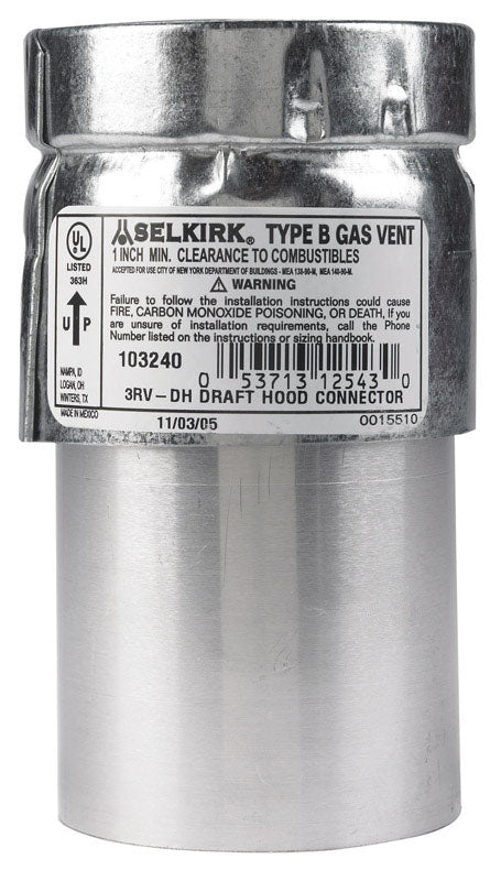 Selkirk Adjustable 3 in. D Aluminum/Galvanized Steel Draft Hood Connector