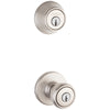 Kwikset Tylo Satin Nickel Entry Knob and Single Cylinder Deadbolt 1-3/4 in.