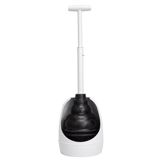 Korky Beehive Max Hideaway Black/White Rubber Toilet Plunger 6 Dia. in. with 15 in. Holder