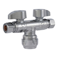 SharkBite 1/2 in. Compression X 3/8 in. Compression Brass Dual Shut-Off Valve - Deal of The Week
