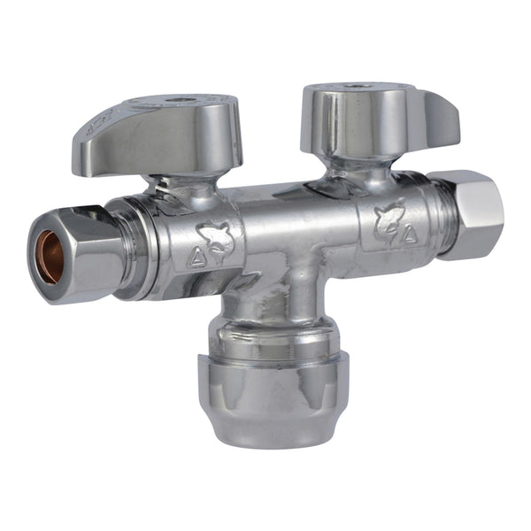 Válvula de doble cierre SharkBite de latón de compresión de 1/2 pulg. x 3/8 pulg. - Oferta de la semana
