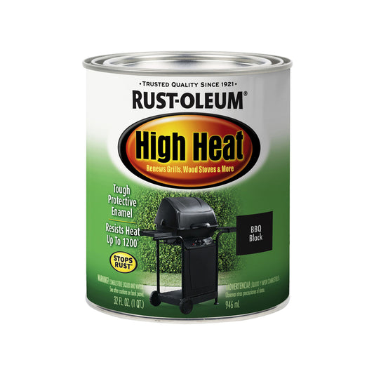 Rustoleum Stops Rust 7778-502 1 Quart Black High Heat Oil-Based Protective Enamel Paint  (Pack Of 2)