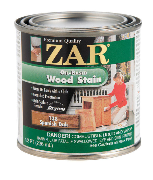 ZAR Semi-Transparent Smooth Spanish Oak Deep Oil-Based Wood Stain 1/2 pt. (Pack of 6)