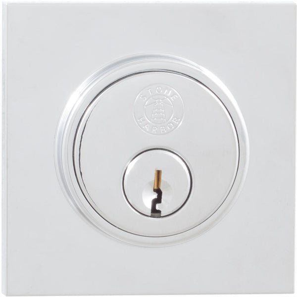 Grade 3 Contemporary Square Deadbolt, KW Keyway, Polished Chrome by Stone Harbor Hardware