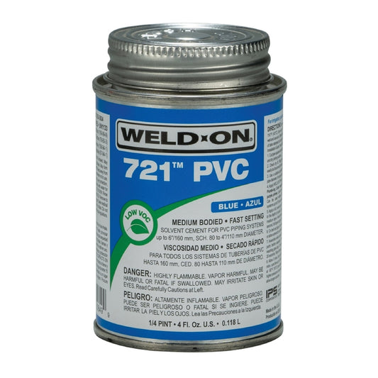 Weld-On 721 Blue Solvent Cement For PVC 4 oz