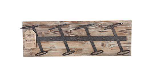 TWINE Rustic Farmhouse 8 in. H X 24 in. W X 5 in. L Natural Wood Wine Rack